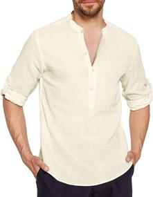 img 4 attached to JINIDU Sleeve Henley Shirts Casual Men's Clothing