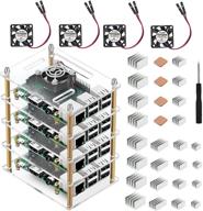 🔥 iuniker 4-уровневый корпус raspberry pi cluster с вентилятором охлаждения, тепловыми колодцами для raspberry pi 4 model b, 3 b+, pi 3 b, pi 2 b, pi b+ логотип