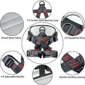 img 3 attached to Eleven Guns Black Half Body Climbing Harness: Adjustable Thickness Safety Belt for Fire Rescuing, Caving, Rock Climbing, Rappelling and Tree Protection