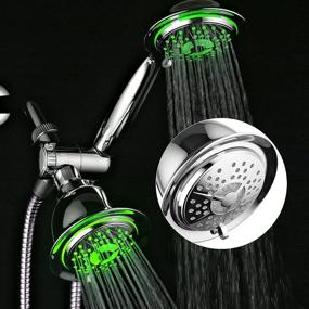 img 3 attached to PowerSpa All-Chrome 7-Color LED Shower Head / Hand Held Shower High Pressure Twin Combo Showerhead System with Air Turbo Technology - Premium Stainless Steel Hose and 3-way Water Diverter included