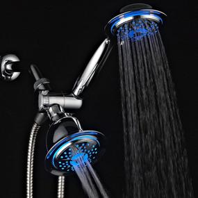 img 1 attached to PowerSpa All-Chrome 7-Color LED Shower Head / Hand Held Shower High Pressure Twin Combo Showerhead System with Air Turbo Technology - Premium Stainless Steel Hose and 3-way Water Diverter included