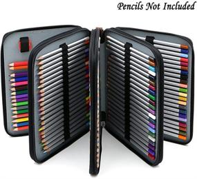 img 1 attached to BTSKYColored Pencil Case Holder- Big Capacity Deluxe PU Leather Storage Pencil Organizer Holds 160 Pencils With Handle Strap For School College Office Watercolor Pencils Organization(Brown)