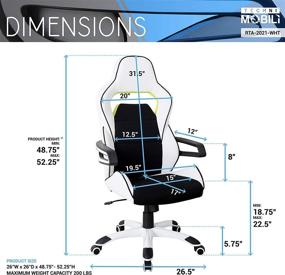 img 1 attached to 🪑 Premium White Techni Mobili Executive Ergonomic Racing Style Chair for Home & Office - Ultimate Comfort and Style