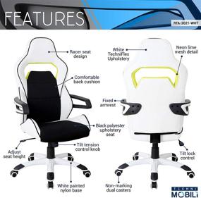 img 2 attached to 🪑 Premium White Techni Mobili Executive Ergonomic Racing Style Chair for Home & Office - Ultimate Comfort and Style