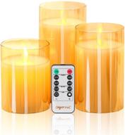 🕯️ sayornis flameless candles: remote control timer, 3d wick fake candle set with realistic dancing led flame - ideal for festival, christmas, home party (3 pack gold) логотип