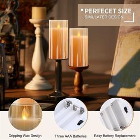 img 3 attached to 🕯️ Sayornis Flameless Candles: Remote Control Timer, 3D Wick Fake Candle Set with Realistic Dancing LED Flame - Ideal for Festival, Christmas, Home Party (3 Pack Gold)