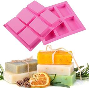 img 3 attached to 🧼 METLUCK Silicone Soap Molds - 4 Pack 6 Cavities Rectangle Soap Molds for Homemade Craft Soap Making, Cupcake, Muffin, Pudding, Ice Cube Tray (Purple & Pink)