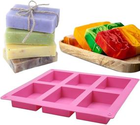 img 2 attached to 🧼 METLUCK Silicone Soap Molds - 4 Pack 6 Cavities Rectangle Soap Molds for Homemade Craft Soap Making, Cupcake, Muffin, Pudding, Ice Cube Tray (Purple & Pink)