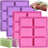 🧼 metluck silicone soap molds - 4 pack 6 cavities rectangle soap molds for homemade craft soap making, cupcake, muffin, pudding, ice cube tray (purple & pink) logo