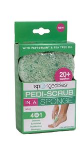 img 1 attached to 🧽 Spongeables Pediscrub Foot Buffer - Exfoliating Soap Sponge with Peppermint and Tea Tree Oil | 20+ Washes, Mint Scent | Green | 3 Count