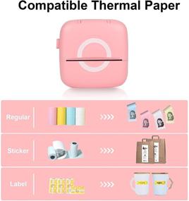 img 2 attached to 🖨️ WMLBK Portable Mini Bluetooth Printer for iPhone, Pocket Instant Photo Printer for Home Use with 1 Roll Non-Stick Thermal Paper, Compatible with Android and iOS (Pink)