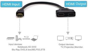 img 2 attached to 🔌 Кабель-адаптер с разветвлением HDMI Male на два HDMI Female для HDTV HD, LED, LCD, телевизора - Поддерживает одновременное подключение к двум телевизорам