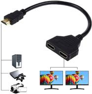 🔌 кабель-адаптер с разветвлением hdmi male на два hdmi female для hdtv hd, led, lcd, телевизора - поддерживает одновременное подключение к двум телевизорам логотип