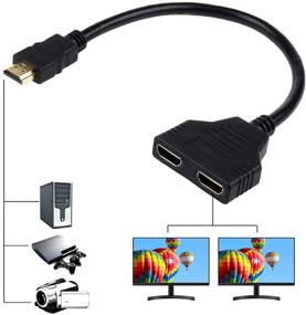 img 4 attached to 🔌 Кабель-адаптер с разветвлением HDMI Male на два HDMI Female для HDTV HD, LED, LCD, телевизора - Поддерживает одновременное подключение к двум телевизорам