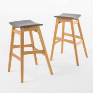 dark grey christopher knight home emmaline fabric bar stools, 2-piece set with oak finish logo