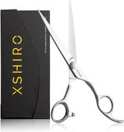 xshiro 6.5 inch professional barber hair cutting scissors: mega sharp hair cutting shears 💇 - premium quality 440c stainless steel - includes cleaning oil, cloth, and leather protection sleeve logo