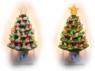 joiedomi 2 packs ceramic christmas tree night light - nostalgic indoor decorative bathroom decoration - enhancing seo logo