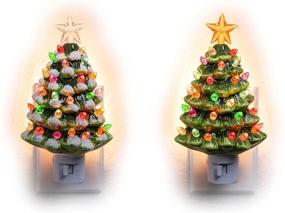 img 4 attached to Joiedomi 2 Packs Ceramic Christmas Tree Night Light - Nostalgic Indoor Decorative Bathroom Decoration - Enhancing SEO