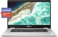 💻 ноутбук asus chromebook c523, 15.6" hd nanoedge дисплей с шарниром на 180 градусов, процессор intel двухъядерный celeron, 4 гб озу, 32 гб памяти, серебристый цвет, c523na-dh02. логотип