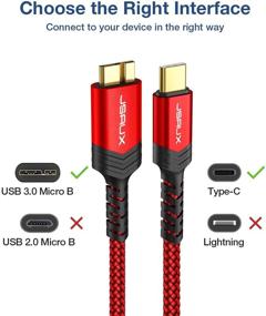 img 2 attached to 🔌 JSAUX USB C - Micro B кабель, 2 штуки (1 фут + 3,3 фута) кабель для жесткого диска Type C - Micro B с плетеным нейлоновым шнуром - Совместим с внешними жесткими дисками Toshiba, Seagate, WD, MacBook Pro, Galaxy S8/S9/S10 и многими другими!