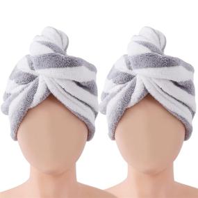 img 4 attached to 🧖 Quick-Dry Microfiber Hair Towel Wraps: Fast Absorption Hair Hat for Women – Soft Bath Head Turban for All Hair Types