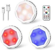 rechargeable wireless puck lights with remote control | led under cabinet lighting | closet tap lights | stick on kitchen counter lights (rgb 3 pack) логотип