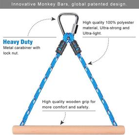 img 2 attached to 🐒 Besthouse 3 Ninja Monkey Bars: Ultimate Outdoor Play Set for Kids and Youth, with Swing Accessory and 250LB Capacity