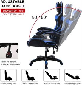 img 2 attached to 🕹️ Sibosen Gaming Chair Office Computer Chair High Back PU Leather Desk Chair Ergonomic Adjustable Reclining Swivel Game Chair with Footrest Lumbar Support Headrest Armrest (Blue)