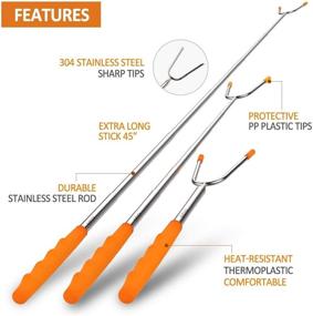 img 2 attached to 🔥 BBQStyle Marshmallow Roasting Sticks: Premium Set of 8 Pack, 45'' Extendable Forks for Hot Dog & Smores - Safe & Healthy Cookware for Camping, Bonfire, Campfire