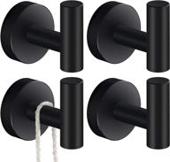 🧺 premium stainless steel towel hooks for bathrooms - 4 pack, heavy duty & stylish matte black bathroom hooks for robes, towels, clothes, and more in kitchen, garage, hotel logo