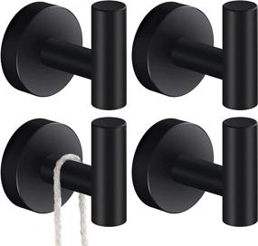 img 4 attached to 🧺 Premium Stainless Steel Towel Hooks for Bathrooms - 4 Pack, Heavy Duty & Stylish Matte Black Bathroom Hooks for Robes, Towels, Clothes, and More in Kitchen, Garage, Hotel