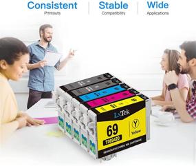 img 1 attached to 🖨️ LxTek Remanufactured Ink Cartridge Set for Epson 69: Compatible with Stylus CX6000, CX8400, NX400, NX410, NX415, NX515, Workforce 600, 610, 615, 1100 Printers - Includes 2 Black, 1 Cyan, 1 Magenta, 1 Yellow Cartridges