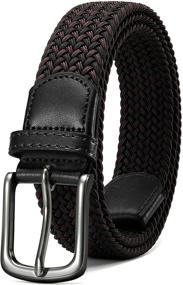 img 4 attached to 👔 Versatile Black Stretch Braided Casual Elastic Belt - Stylish Men's Fashion Accessory