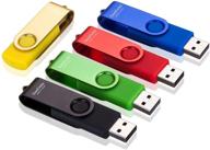 usb-флэш-накопители с светодиодной подсветкой и вращающимся дизайном - seedete 16 гб - 5 штук (золотой, черный, зеленый, красный, синий) - внешнее хранилище для резервного копирования данных, флеш-накопитель, usb-накопитель. логотип