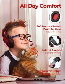img 1 attached to 🎧 Gaming Headset with Microphone for PS4, PS5, PC, Xbox One, Switch - Noise Cancelling, LED, Soft Earmuffs, Surround Sound, Kids Headphones (Blue/Red)