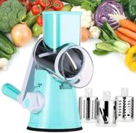 rotary cheese grater - round mandoline slicer with powerful suction base, vegetable slicer and nuts grinder - convenient cheese shredder (blue) logo