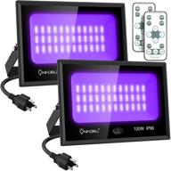 🎃 onforu 2 pack 100w led black light with remote: the ultimate tool for halloween, glow in the dark parties, and more! логотип