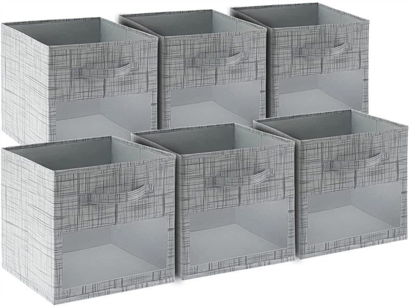 Awekris Large Storage Basket Bin Set [3-Pack] Grey/Tan (Light Blue)