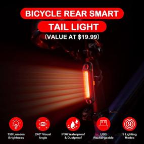 img 2 attached to 🚴 Seianders Rechargeable Bike Lights Front and Back, 5500 Lumen Super Bright Bike Headlight, 6 Light Modes, IPX-6 Waterproof, Portable Household Flashlight, Suitable for All Mountain and Road Bikes