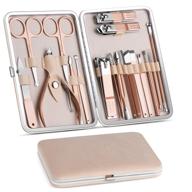 💅 vabogu 18 in 1 manicure set: professional nail clippers & pedicure kit with luxurious travel case | upgraded version 2020 | rose gold for men and women logo