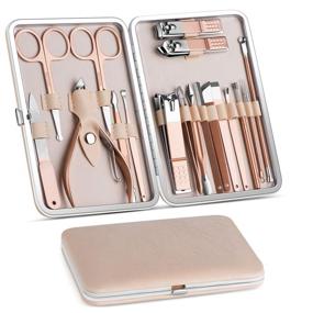 img 4 attached to 💅 Vabogu 18 In 1 Manicure Set: Professional Nail Clippers & Pedicure Kit with Luxurious Travel Case | Upgraded Version 2020 | Rose Gold for Men and Women