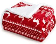 🎄 touchat red sherpa christmas throw blanket - fuzzy & fluffy cozy blanket for ultimate comfort - perfect for couch, bed, or sofa (50" x 60", red reindeer embellishments) logo