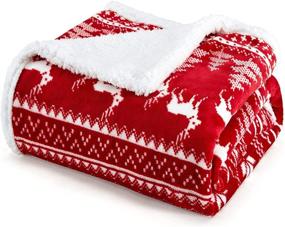 img 4 attached to 🎄 Touchat Red Sherpa Christmas Throw Blanket - Fuzzy & Fluffy Cozy Blanket for Ultimate Comfort - Perfect for Couch, Bed, or Sofa (50" X 60", Red Reindeer Embellishments)