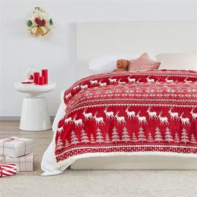 img 2 attached to 🎄 Touchat Red Sherpa Christmas Throw Blanket - Fuzzy & Fluffy Cozy Blanket for Ultimate Comfort - Perfect for Couch, Bed, or Sofa (50" X 60", Red Reindeer Embellishments)