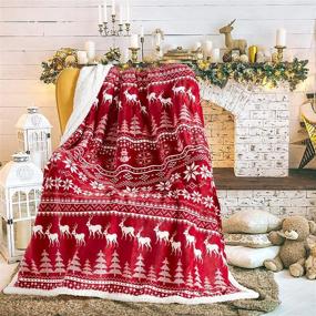 img 3 attached to 🎄 Touchat Red Sherpa Christmas Throw Blanket - Fuzzy & Fluffy Cozy Blanket for Ultimate Comfort - Perfect for Couch, Bed, or Sofa (50" X 60", Red Reindeer Embellishments)