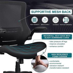 img 1 attached to 🪑 Funria Swivel Mesh Office Chair Ergonomic Black Mid Back Computer Desk Chair with Flip Up Arms, Lumbar Support, Height Adjustable - Ideal for Office Tasks and Comfortable Work Environment