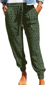 img 4 attached to 🐆 ROSKIKI Women's Leopard Print Sports Lounge Pants: Stylish Drawstring Waist & Convenient Pockets