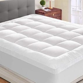 img 4 attached to Highest Comfort Level: King Mattress Topper - 2” Extra Thick Quilted Pillowtop with Deep Pocket. Enjoy Supreme Softness and Optimal Support!