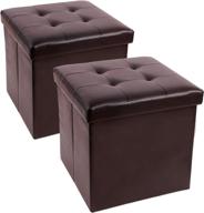 🏷️ compact storage solution: redcamp small ottoman set with 15x15x15 inch thicker folding design, ideal for bedroom, dorms & living room - easy assembly, durable brown linen logo