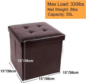 img 2 attached to 🏷️ Compact Storage Solution: REDCAMP Small Ottoman Set with 15x15x15 inch Thicker Folding Design, Ideal for Bedroom, Dorms & Living Room - Easy Assembly, Durable Brown Linen